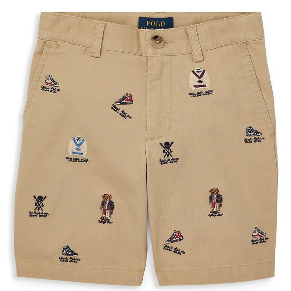 Ralph Lauren Slim-Fit Embroidered Shorts Size 18